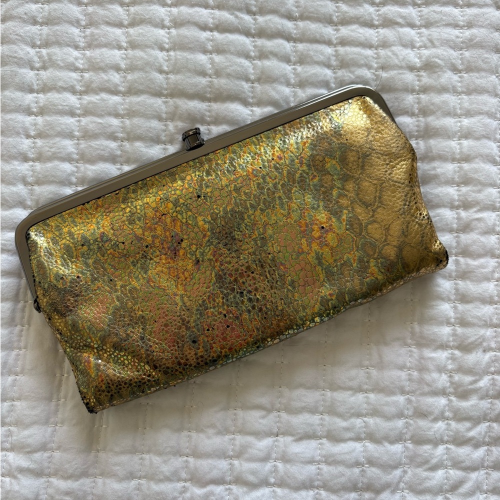 Hobo Gold Snakeskin Clutch